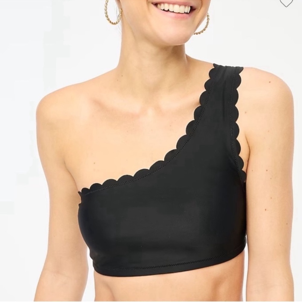 J.Crew Scalloped one-shoulder bikini top